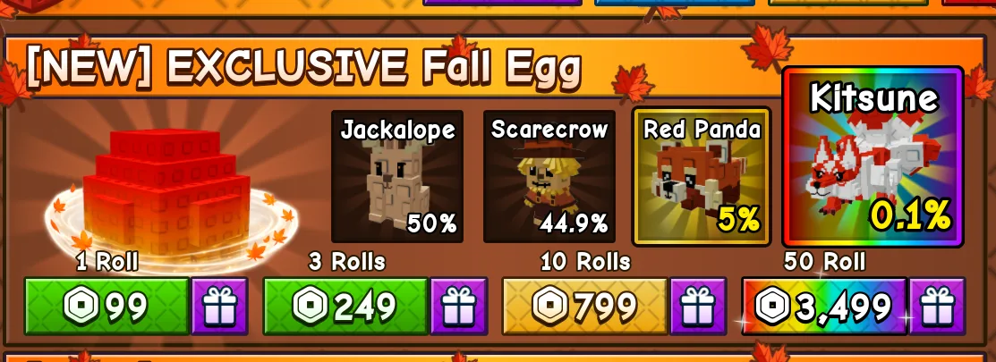 50x Exclusive Fall Egg 3499R