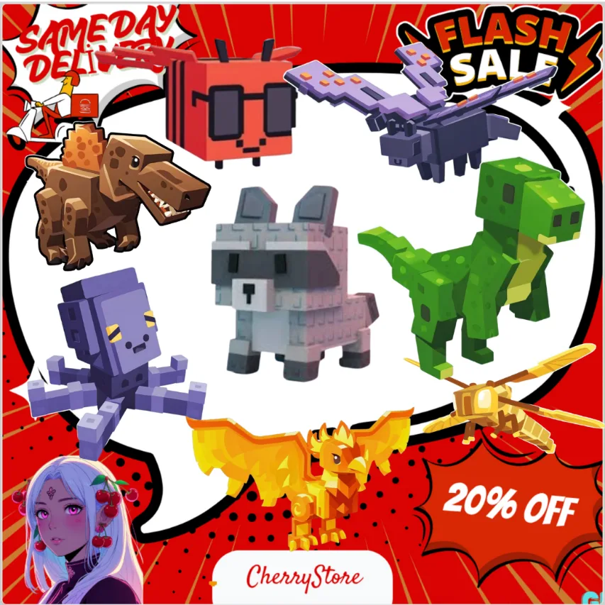(8 PET) BIG BUNDLE / Raccoon+Disco Bee+Butterfly+Spinosaurus+T-Rex+Mimic Octupus+Dragonfly+Phoenix --BIG BUNDLE GAG Online Fast Delivery