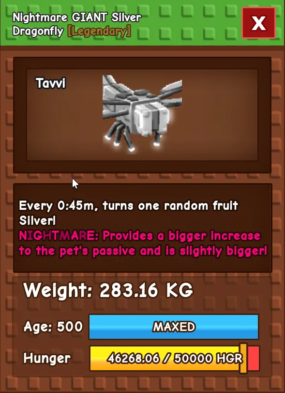 HUGE GIANT SILVER DRAGONFLY NM / VENOM / EVER 280KG+ AGE 500