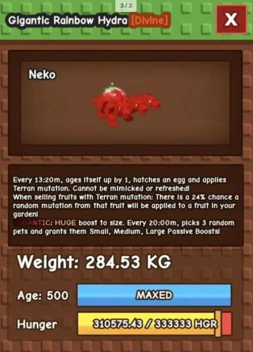 HUGE RAINBOW HYDRA NM / VENOM / EVER 280KG+ AGE 500