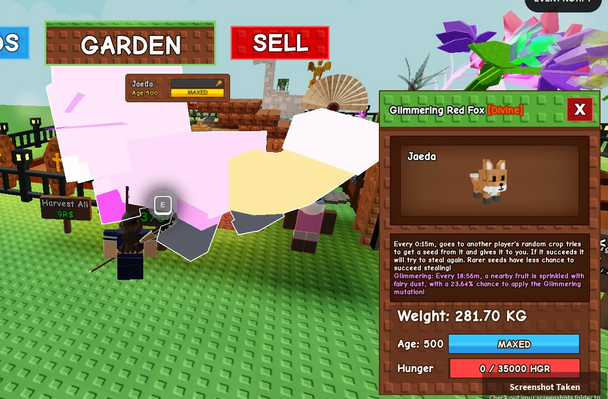 280KG+ Glimmering Red Fox Divine // super handsome // Age 500 MAXED // Seed Steal Passive // Glimmering Mutation