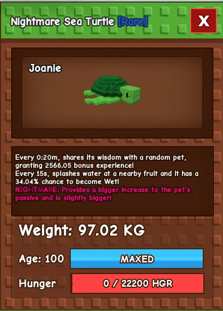 Nightmare Godly Sea Turtle 97.02KG INSTANT DELIVERY — Account account