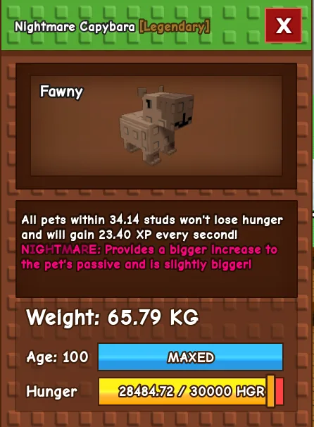 GODLY TITANIC COLOSSAL NIGHTMARE CAPYBARA 65.79 KG Age 100 — Account account