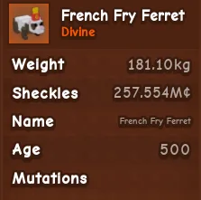 Inferno French Fry Ferret (FFF) Age 500 Instant Delivery