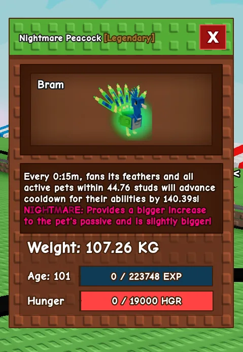 TITANIC PEACOCK 107.26KG AGE 101 15S CD