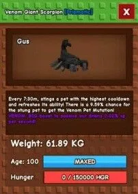 Huge Giant Scorpion 61kg Giant Scorpion with Venom Mutation!