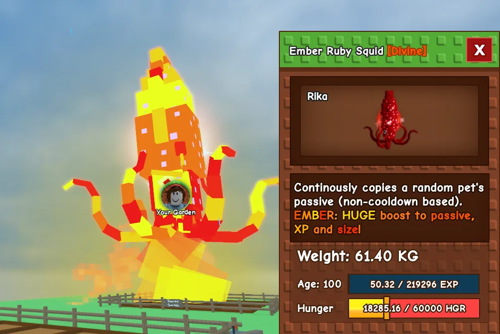 60.83kg+ Age 100 Ember Ruby Squid