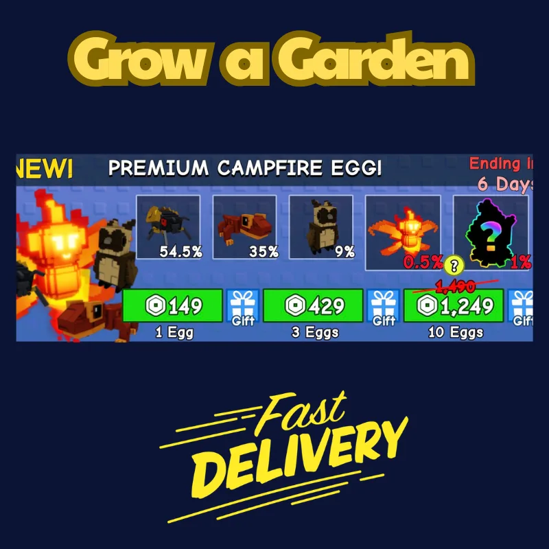 10 eggs 1249Robux Grow a Garden FastDeli FASTEST & CHEAPEST — Account account