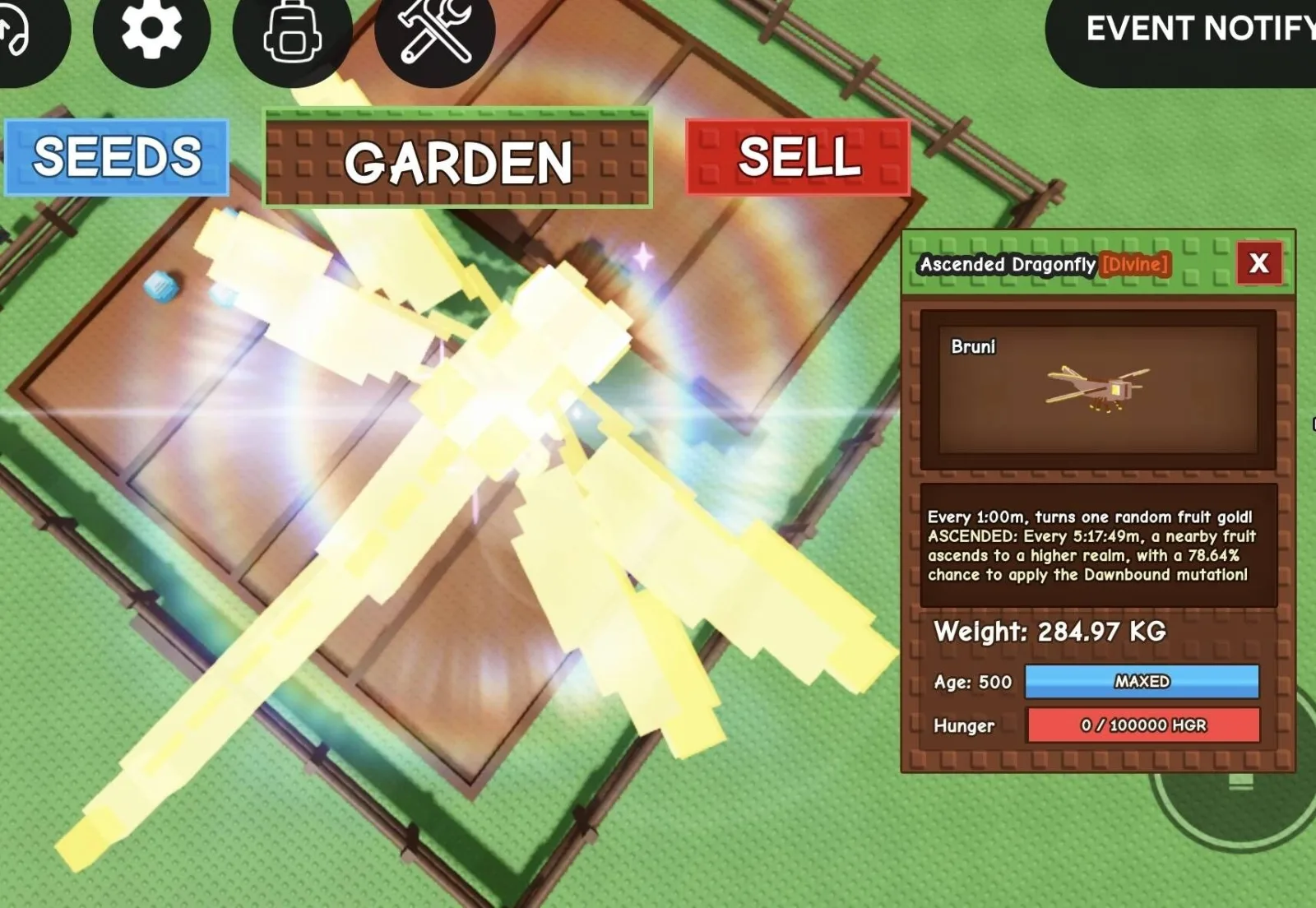 Huge ASCENDED Dragonfly - 284.97 KG (Age 500) 1m Cooldown