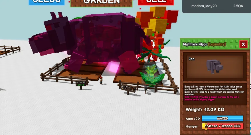 HUGE GIANT NIGHTMARE HIPPO (NIGHTMARE MUTATION) 42.09KG 100AGE // CLEAN // CHEAP // RARE // RUSH
