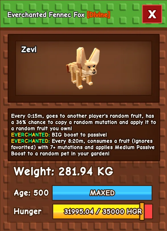 HUGE FENNEC FOX NM / VENOM / EVER 280KG+ AGE 500