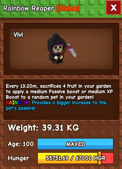 CHEAP Rainbow Reaper 39kg with level 100! LOOKS VERY COOL