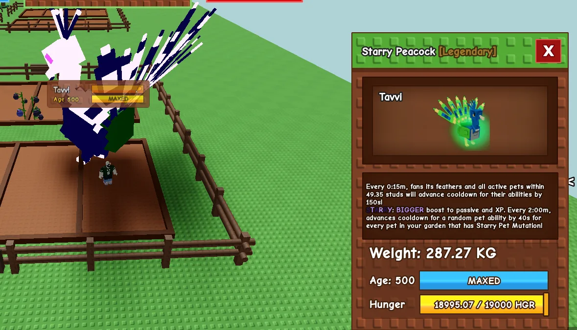 287KG+ Starry Peacock Legendary // super handsome // Age 500 Maxed // 150s Cooldown Boost