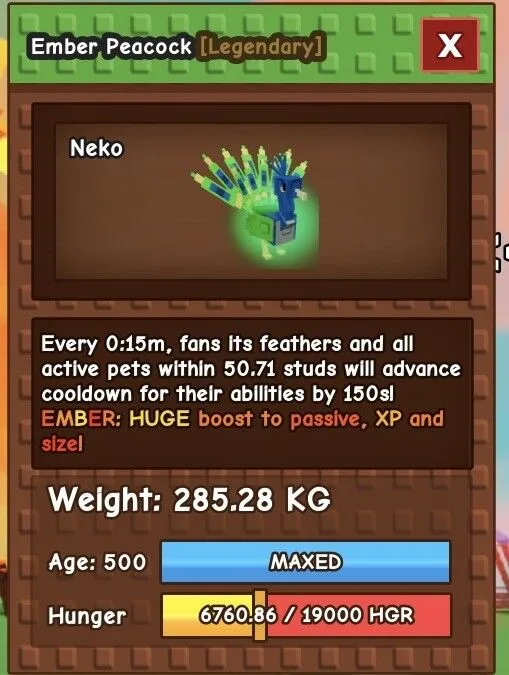 Peacock ember 15s