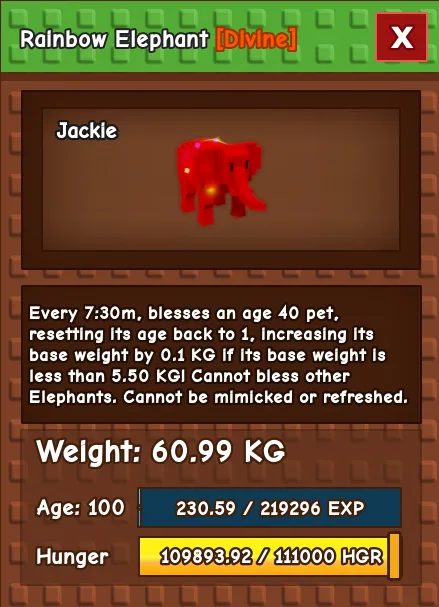 Huge 60.99KG Age 100 Rainbow/RBH Elephant — Account account