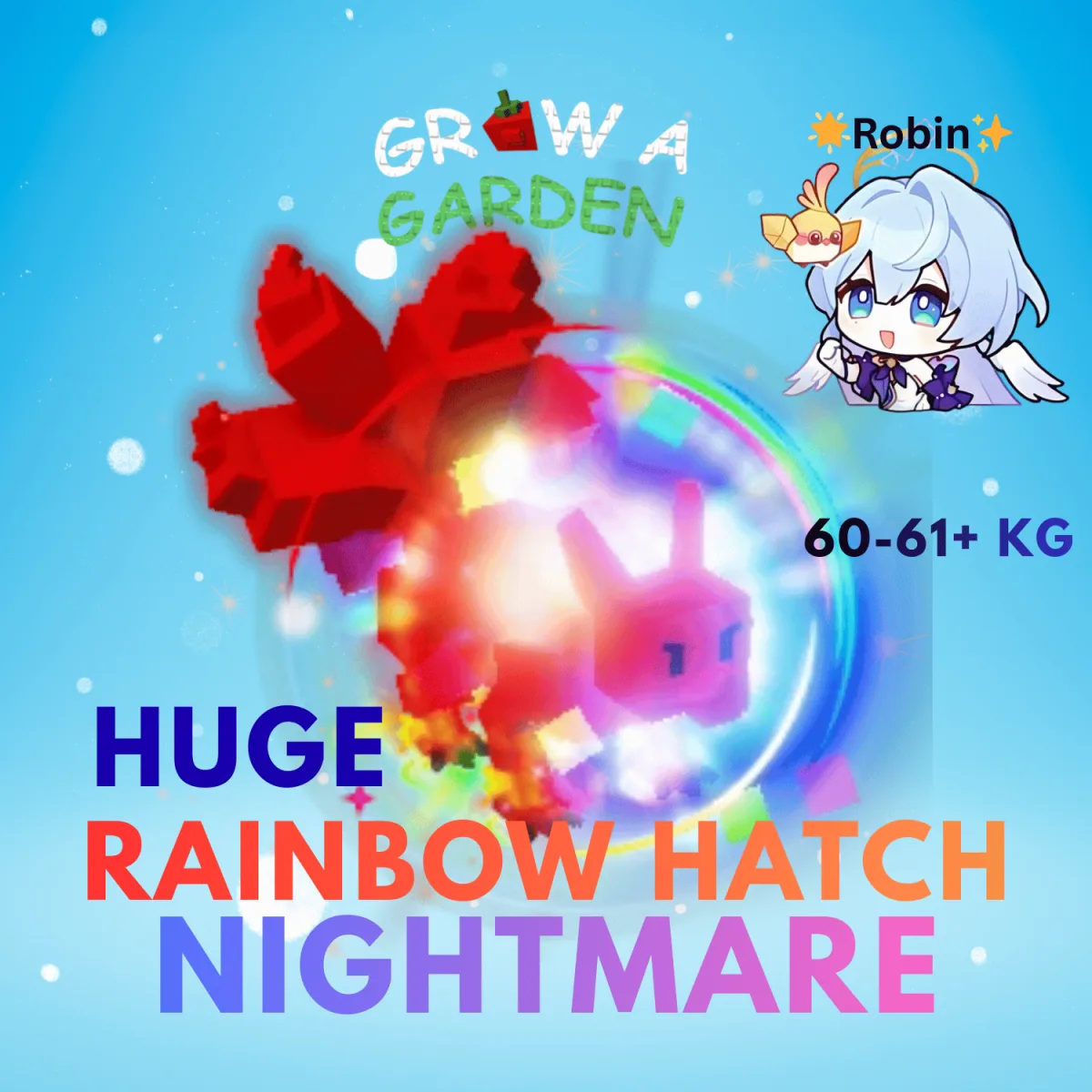 Nightmare Rainbow Hatch Huge Corrupted Kitsune - 60-61+ KG - Grow a Garden — Account account