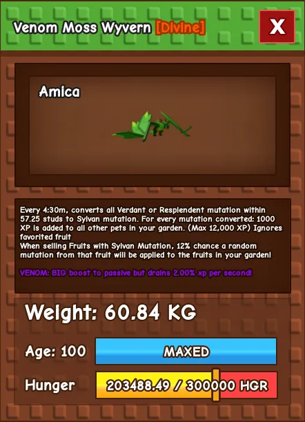 280+ KG VENOM MOSS WYVERN RARE LVL 500 HUGE TITAN