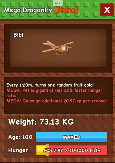 Titanic / Huge MEGA DRAGONFLY - 73.13KG (Age 100) / Mega Huge Titanic Dragonfly // 73.13KG - Age 100 // — Account account
