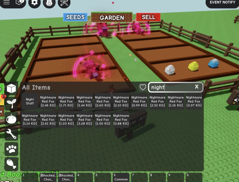 NIGHTMARE Red Fox (random size) RBL Grow A Garden — Account account