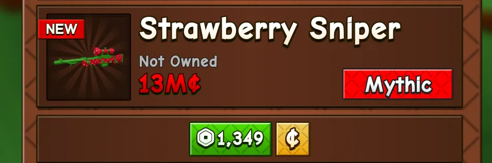 Strawberry Sniper (1349R ) - Grow a Garden 2 (Mythic) — Account account