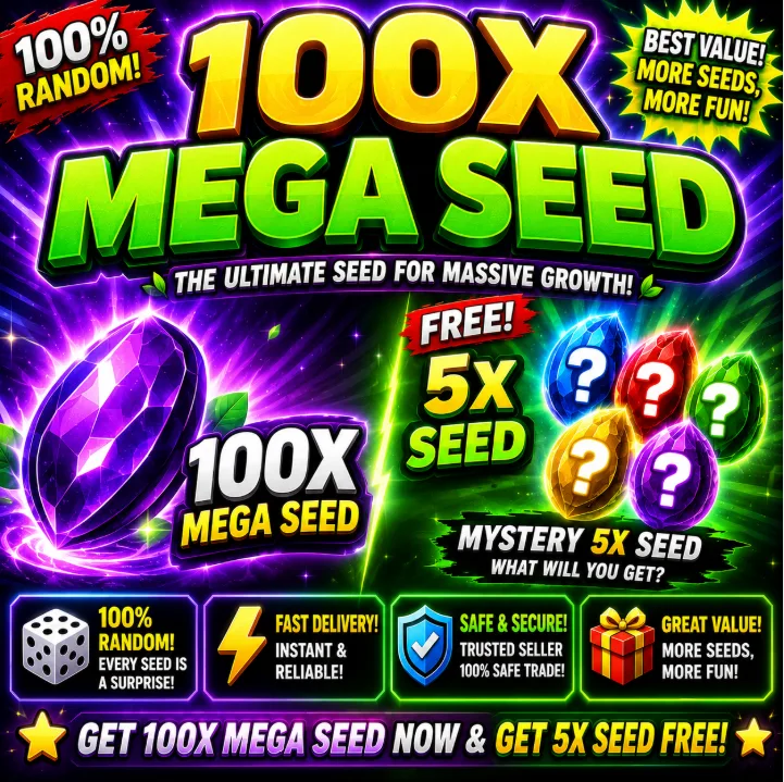 100x Mega Seed + FREE Mystery 5x Seed Grow a Garden 2 Fast Delivery