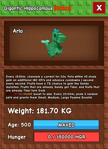 CHEAP Gigantic 181kg Hippocampus! Max Stats + very big! Fast Delivery