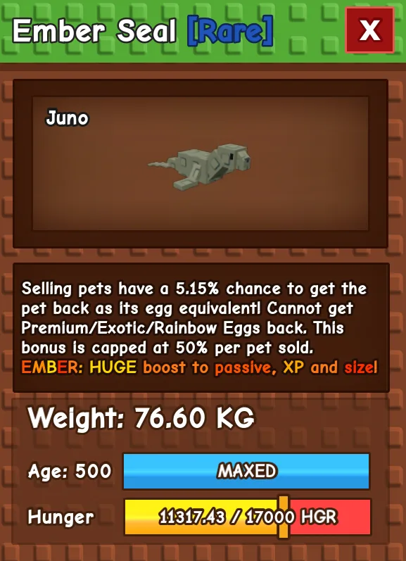 Ember Seal Rare 76KG