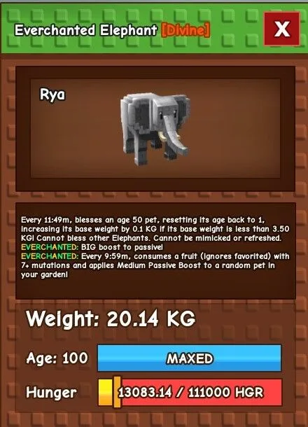 Everchanted Elephant 20kg Max Passive — Account account