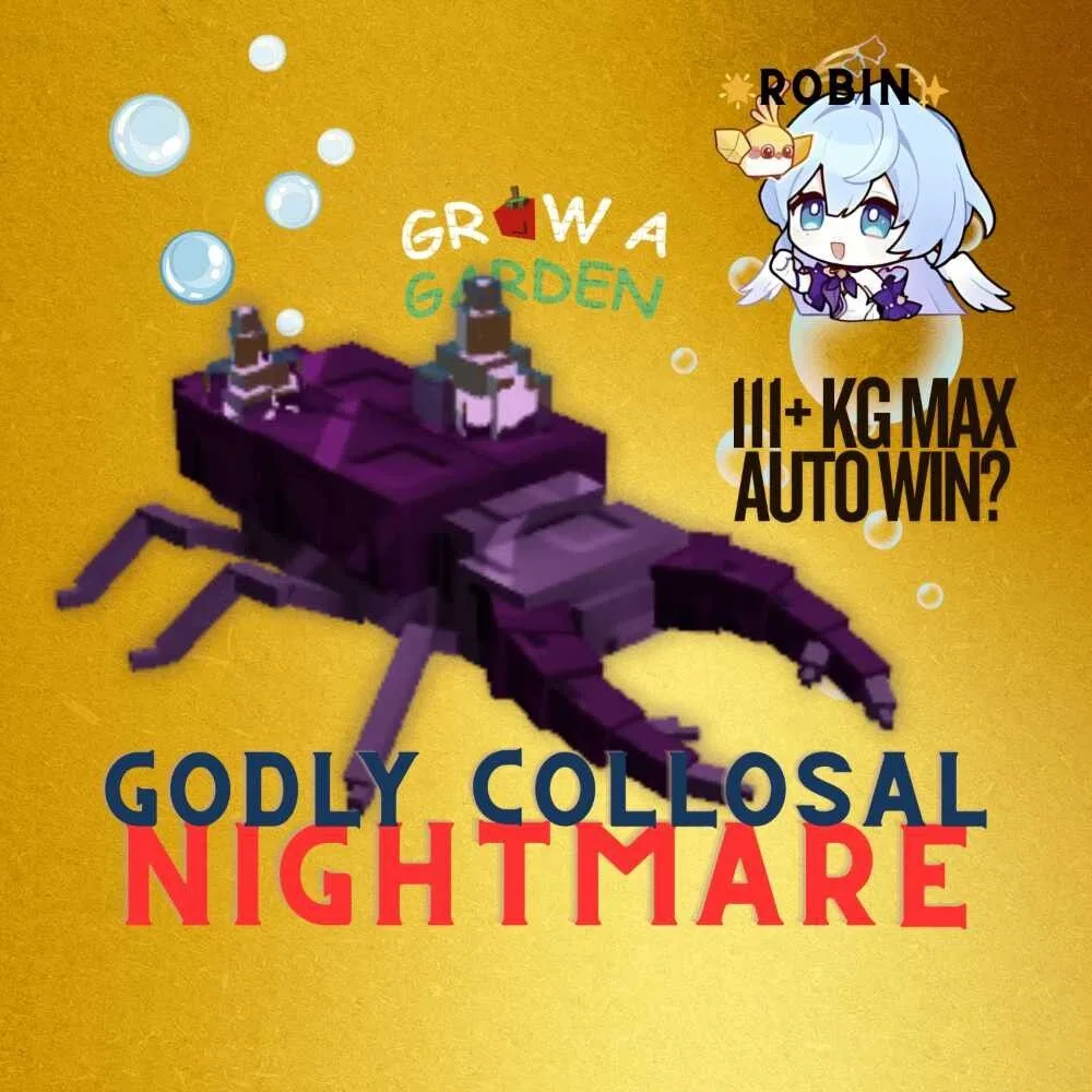 Godly Collosal Nightmare Amethyst Beetle - 112+KG - Auto Win - Max Age - Grow a Garden — Account account