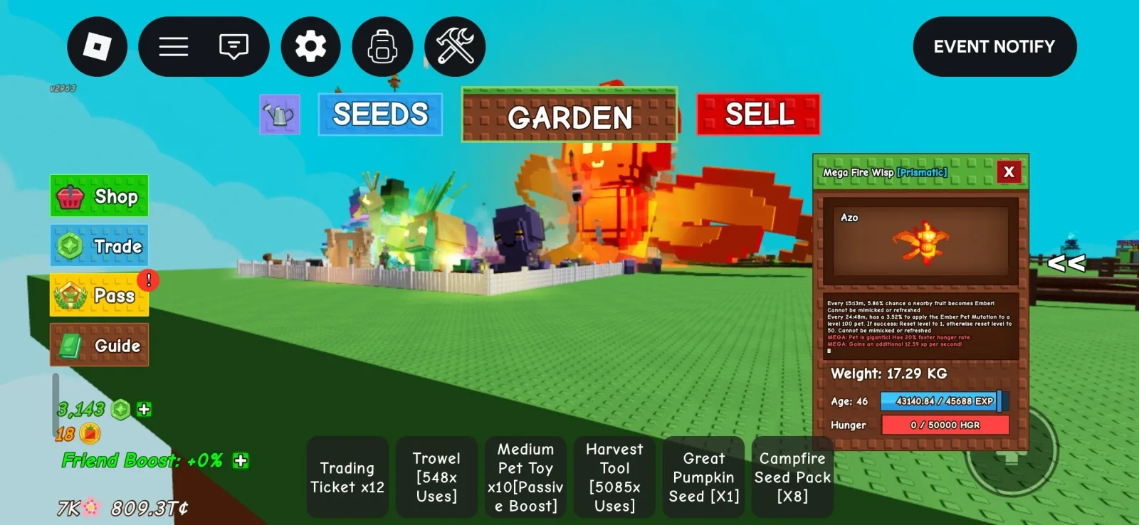 Cheap Fire Wisp with Mega 5 mutation chance — Account account