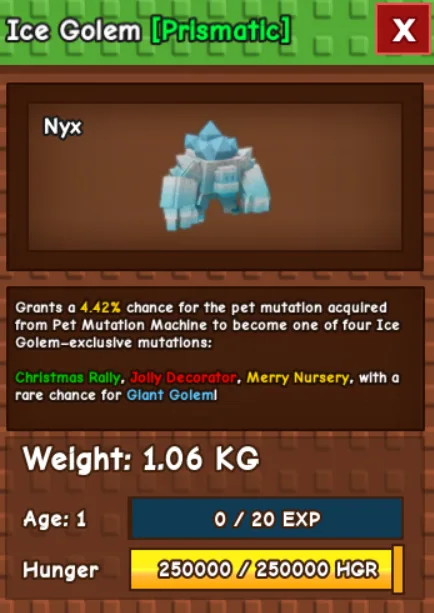 FESTIVE ICE GOLEM SUPER OVERPOWERED OP META PET INSANE POWER MUST-HAVE
