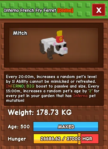 Inferno French Fry Ferret Level 500 — Account account