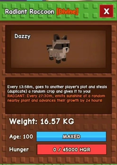 Radiant Raccoon 100AGE 16.57KG