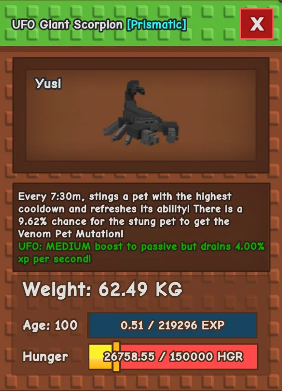 62kg UFO GIANT Scorpion - DLC PET