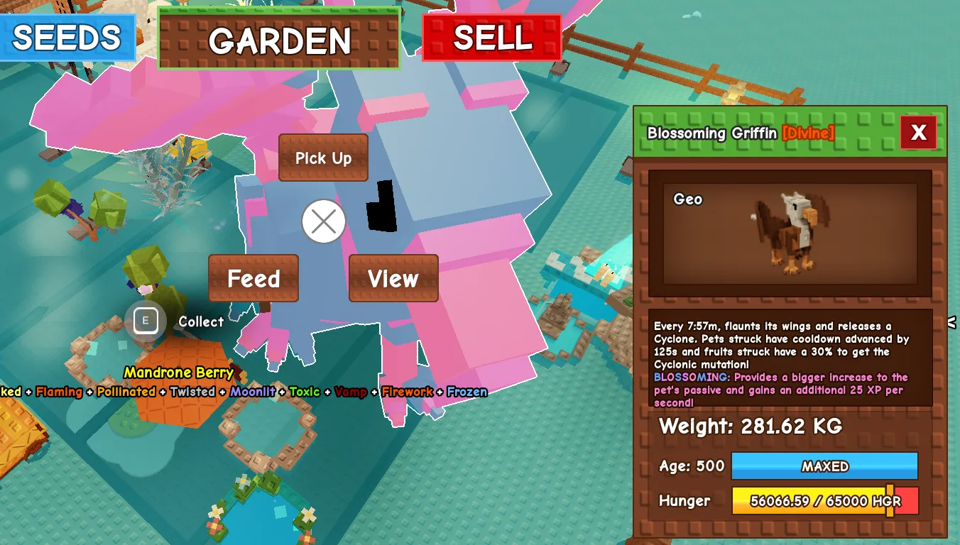280KG+ Blossoming Griffin Divine // super handsome // Age 500 Maxed // Cyclone Farm Boost // Titanic Visual