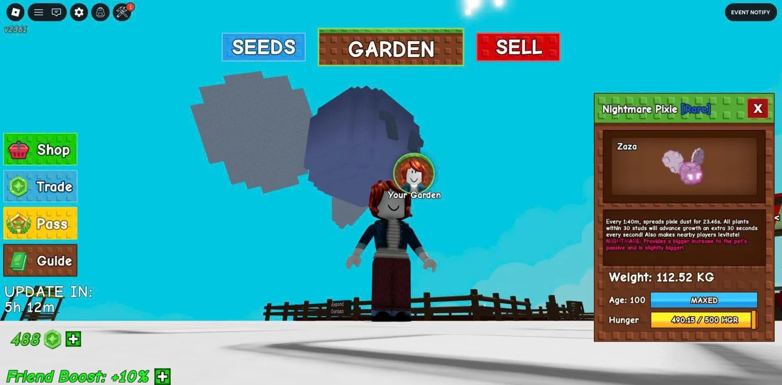 Pets - Rare - Nightmare Pixiel Godly No Toy 1:40m CoolDown 112,52kg / Age100