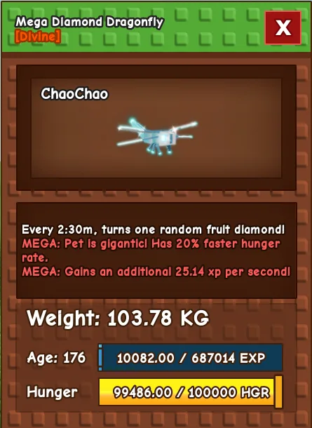 103kg MEGA Diamond Dragonfly — Account account