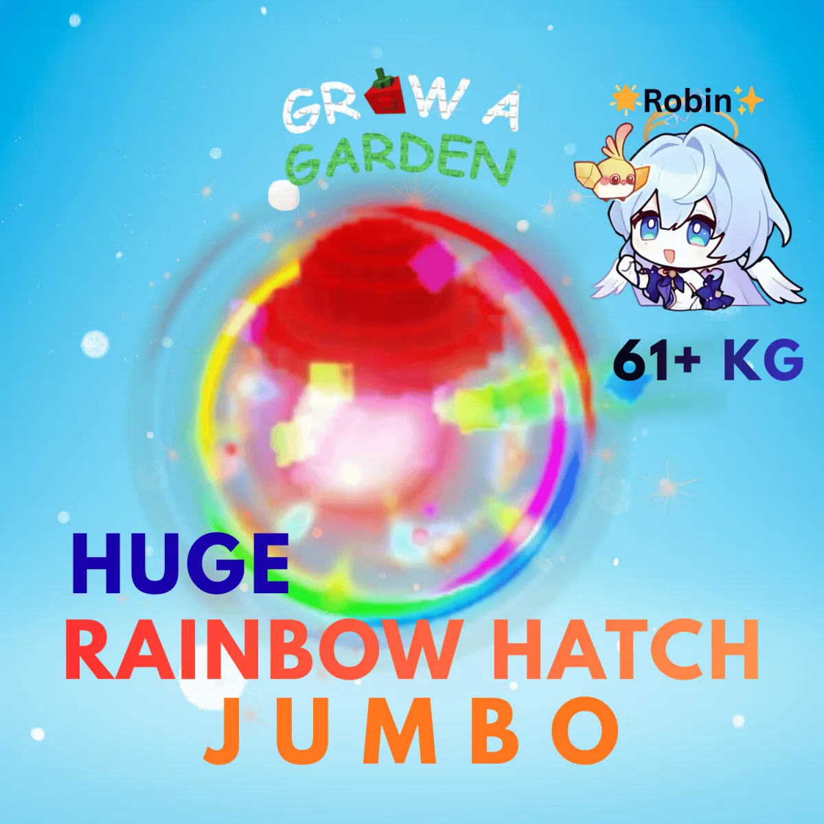 HUGE Rainbow Hatch JUMBO Shroomie - 60-61+ KG - Legendary Super Rare - Grow a Garden — Account account