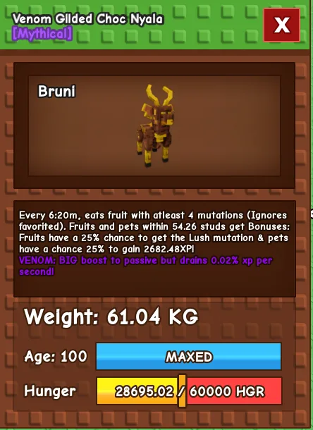 60kg+ GILDED CHOC NYALA