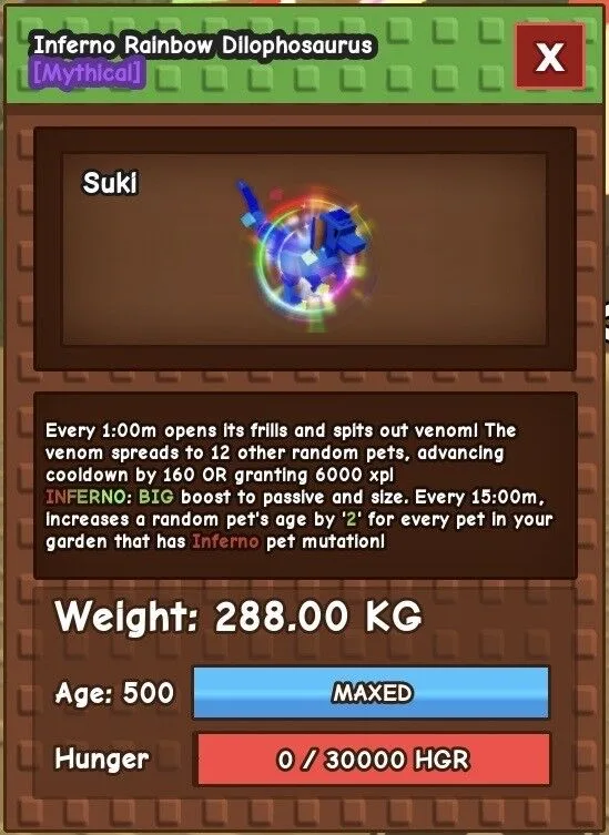 Inferno pets boost packs — Account account