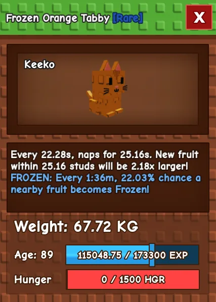 Frozen Orange Tabby 89 Age INSTANT DELIVERY