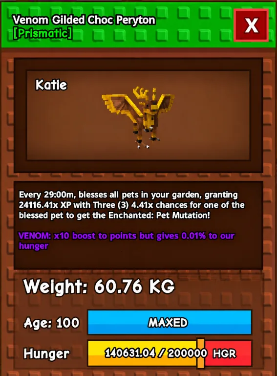 Huge Gilded Choc Peryton / Venom Mutation — Account account