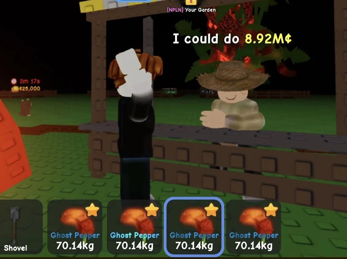 SHECKLES 8M+ (Money In Game) VIA FRUIT DRAGON S BREATH/GHOST PEPPER