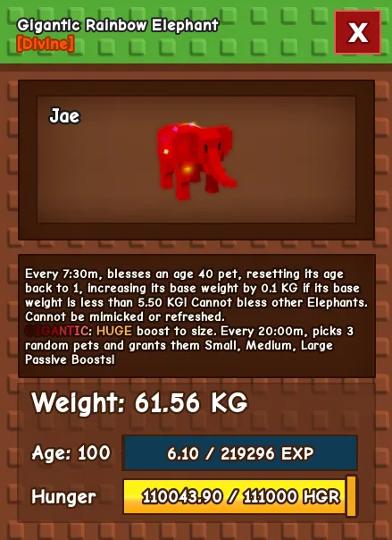 Huge 61.56KG Age 100 Rainbow/RBH Elephant — Account account