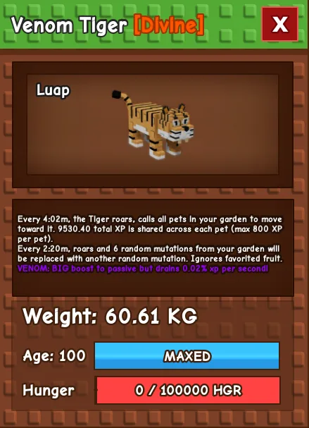 60KG VENOM TIGER — Account account