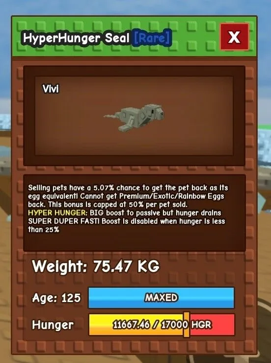 Titanic Hyperhunger Seal 75.47kg Good For Hatching Event — Account account