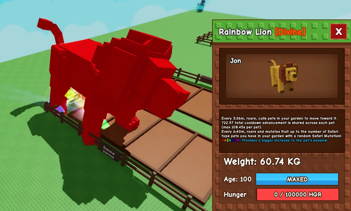 60.52kg+ Age 100 Rainbow Lion