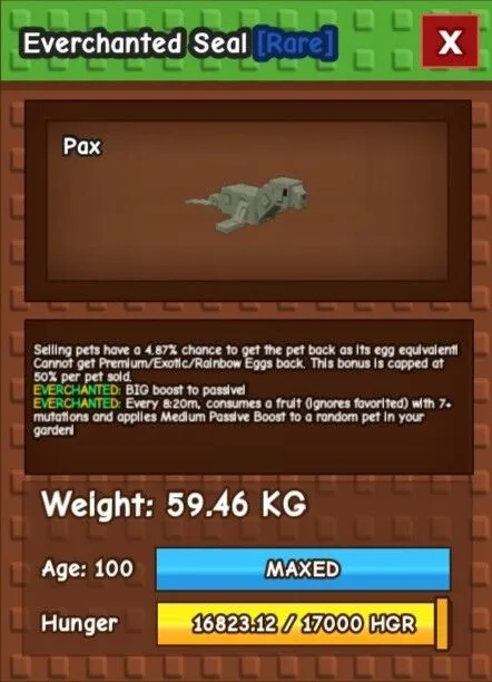 Huge Everchanted Seal (59.46 KG) GOOD For HATCHING // CHEAP! — Account account