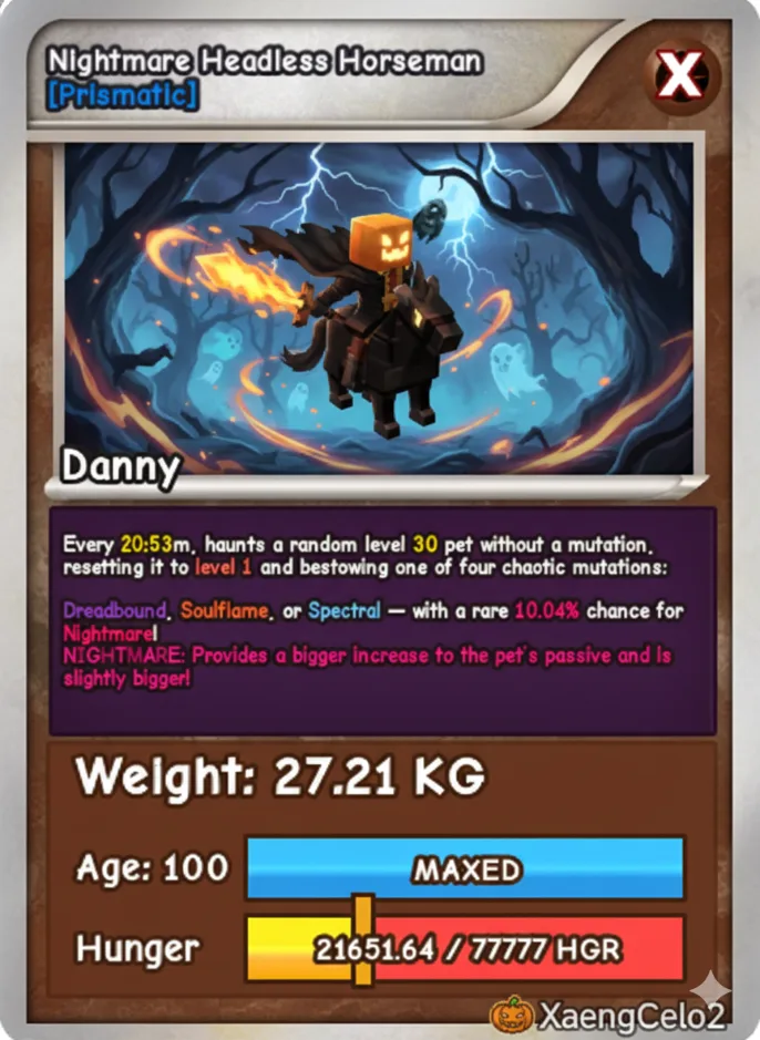 27.21KG NEW NIGHTMARE HEADLESS HORSEMAN MAX 100 AGE l READY TO USE LIMITED STOCK — Account account