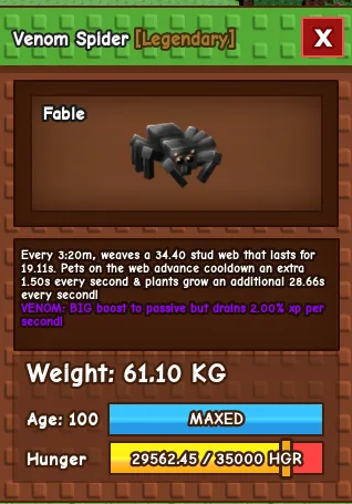 Spider 60kg Age 100 — Account account